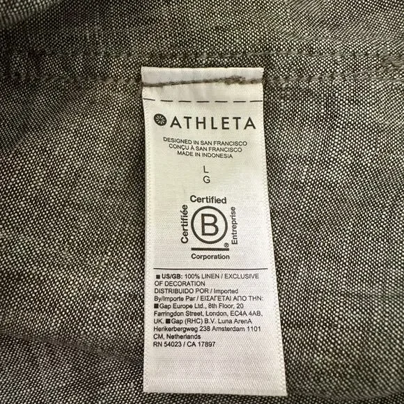 Athleta dark green sleeveless linen tank top size L - Picture 8 of 14